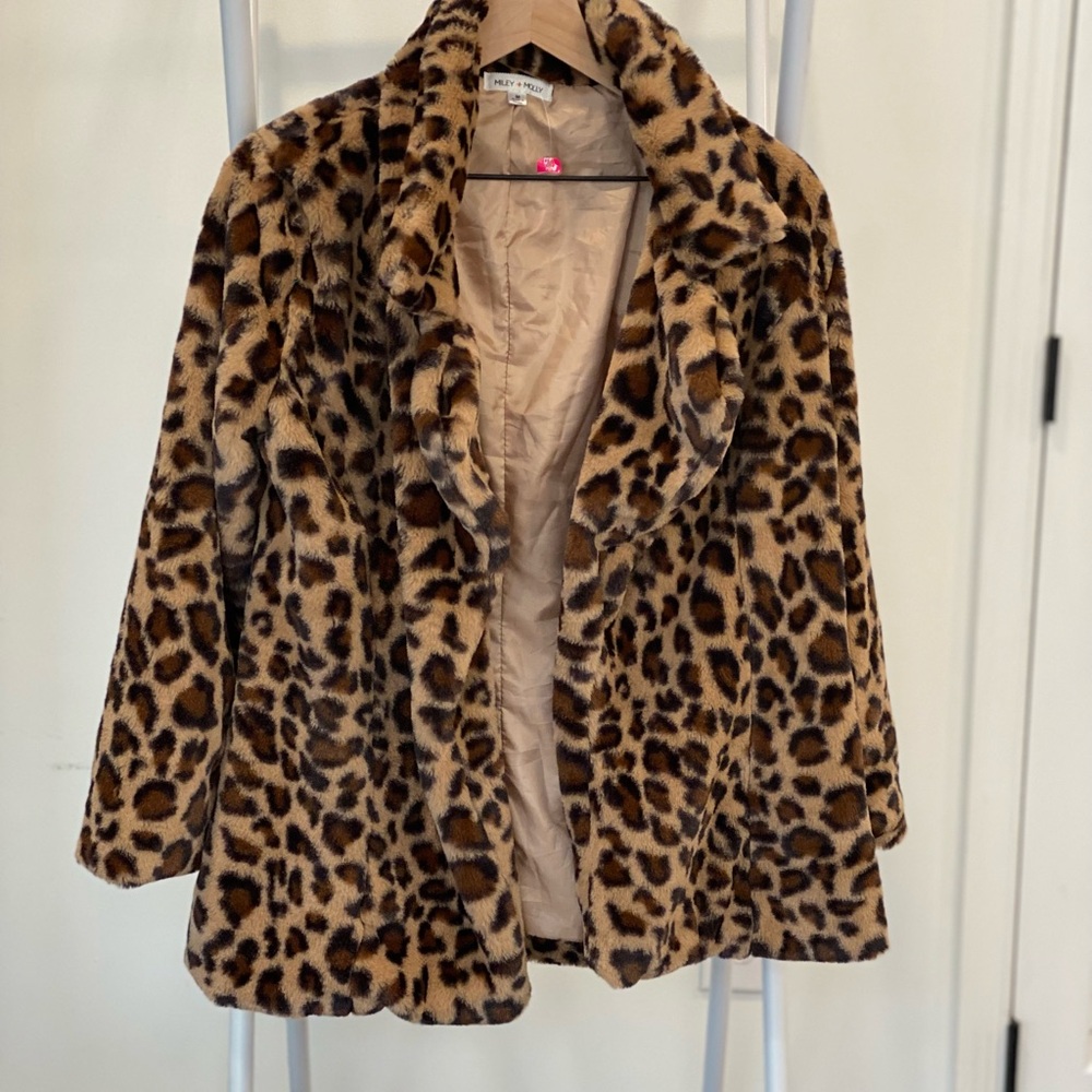 New York & Company Brown Leopard Teddy Jacket